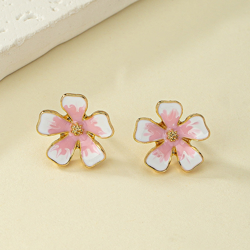 Sweet Elegance Cherry Blossom Earrings Female Korean Style Design