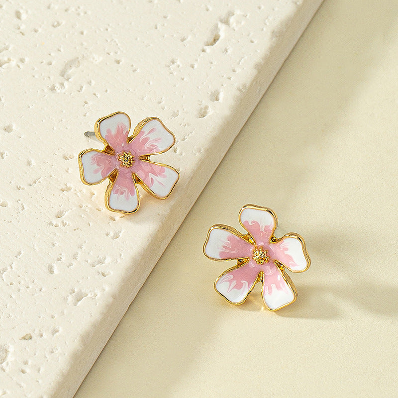 Sweet Elegance Cherry Blossom Earrings Female Korean Style Design