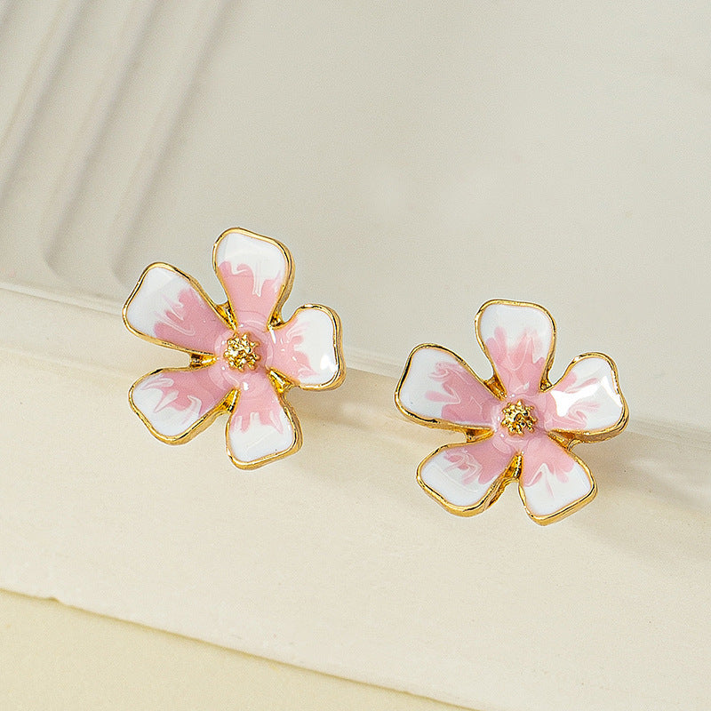 Sweet Elegance Cherry Blossom Earrings Female Korean Style Design
